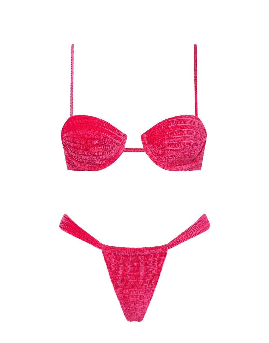 PALMA - MELIN Pink Velvet Balconette Bikini Set