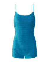 COCO - MAURA Blue Velvet Playsuit