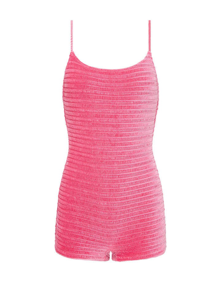 COCO - PRINC Pink Velvet Playsuit
