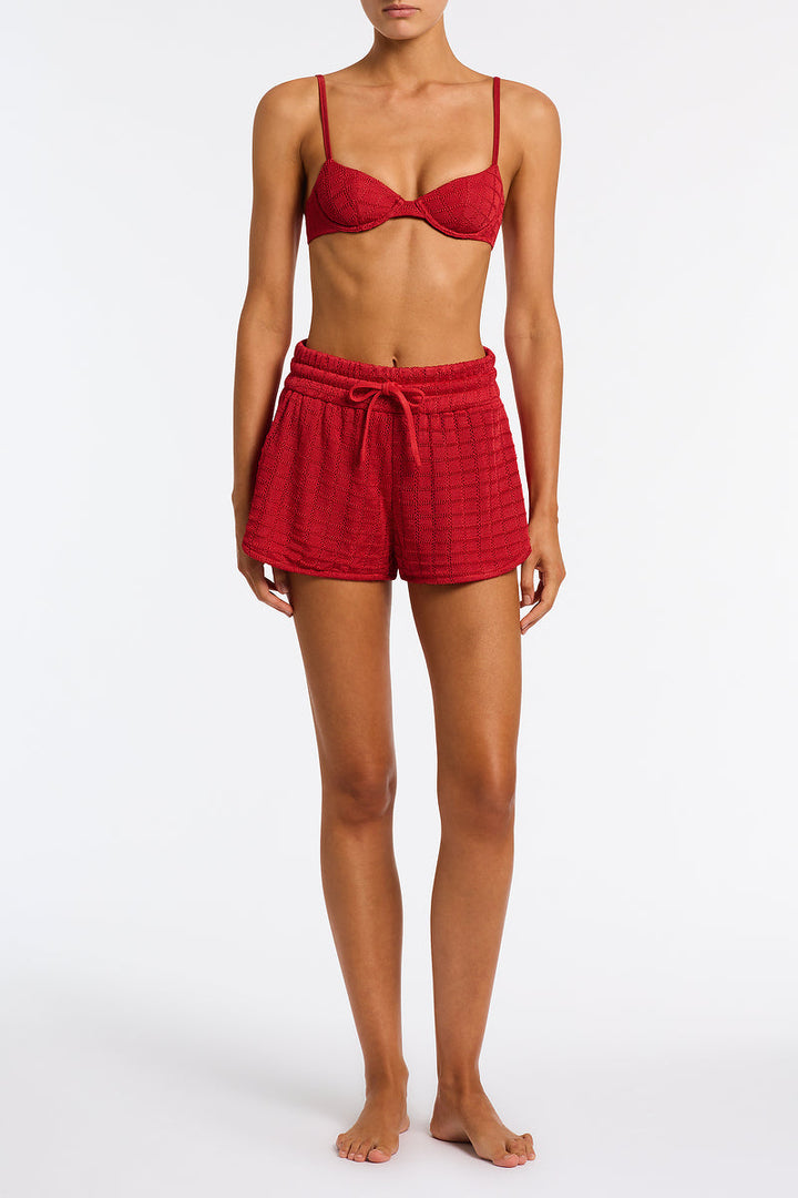 CARA - PASHA Red Crochet Short