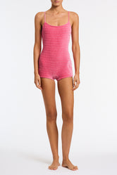 COCO - PRINC Pink Velvet Playsuit