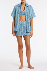 LINI - DELLO Blue Crochet Shirt