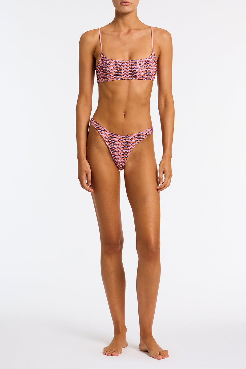 MICA - BLOSS Pink Crochet Crop Bikini Set