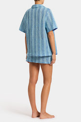 LINI - DELLO Blue Crochet Shirt