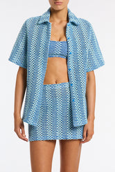 LINI - DELLO Blue Crochet Shirt